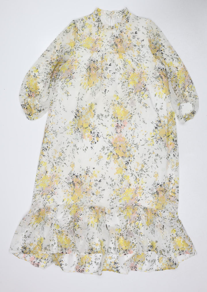 Saint Tropez Clothing Womens Multicoloured Floral Polyester A-Line Size XS Mock Neck Button