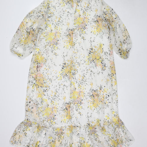 Saint Tropez Clothing Womens Multicoloured Floral Polyester A-Line Size XS Mock Neck Button