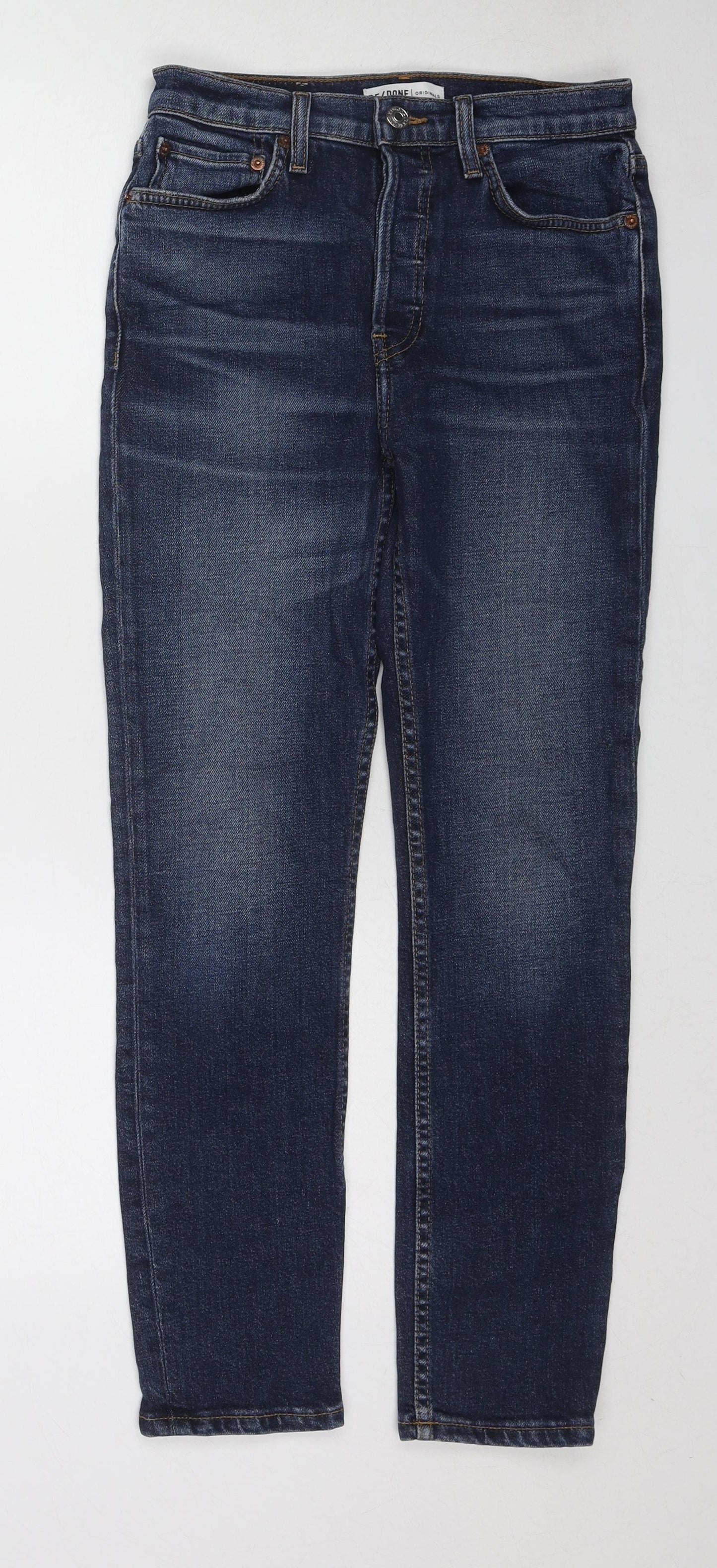 Redone Mens Blue Cotton Straight Jeans Size 25 in L27 in Regular Zip