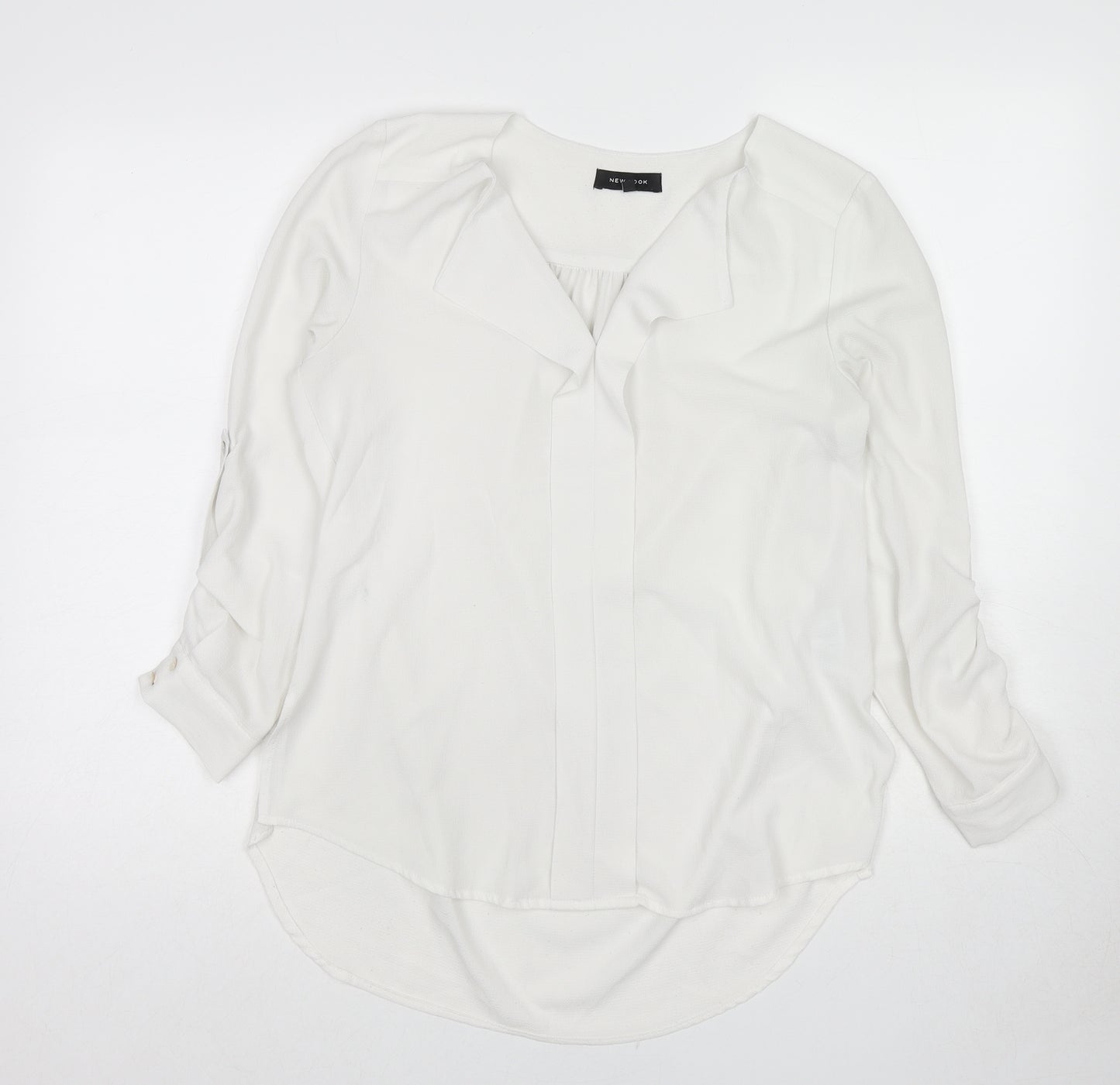 New Look Womens White Polyester Basic Blouse Size 10 V-Neck