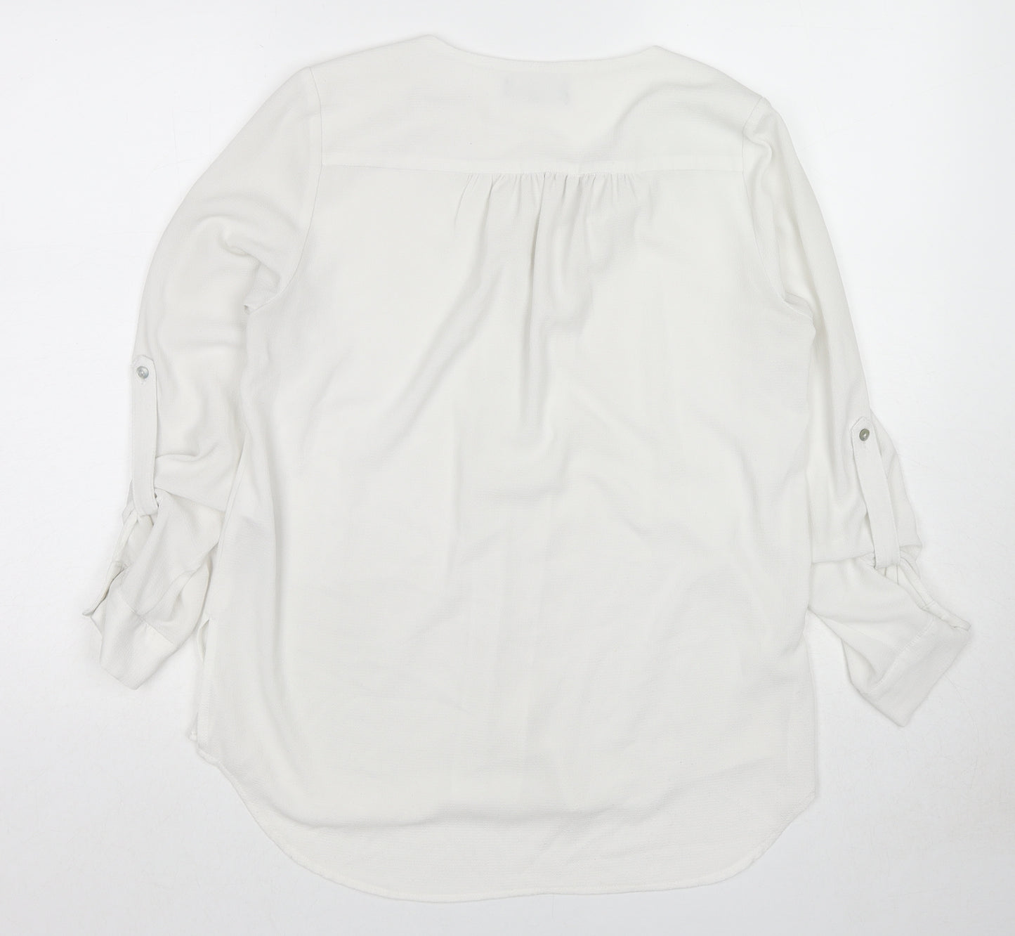 New Look Womens White Polyester Basic Blouse Size 10 V-Neck