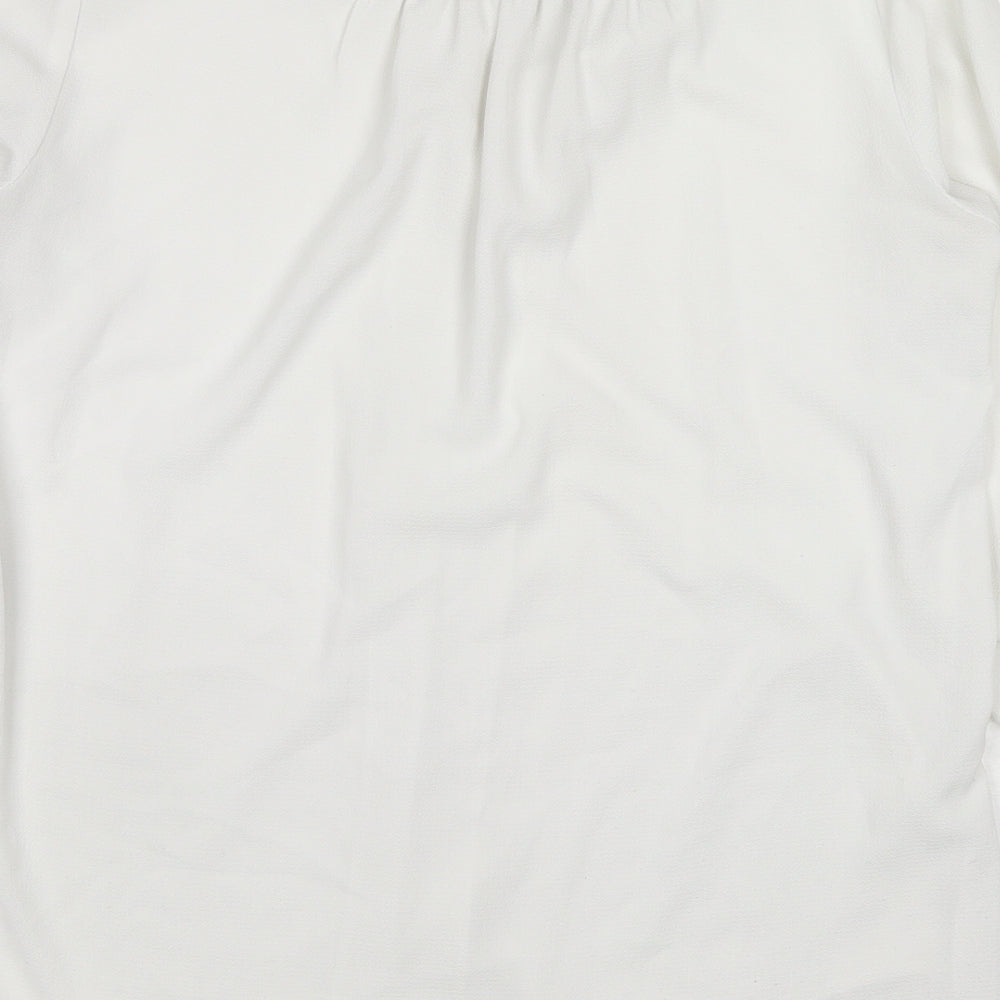 New Look Womens White Polyester Basic Blouse Size 10 V-Neck