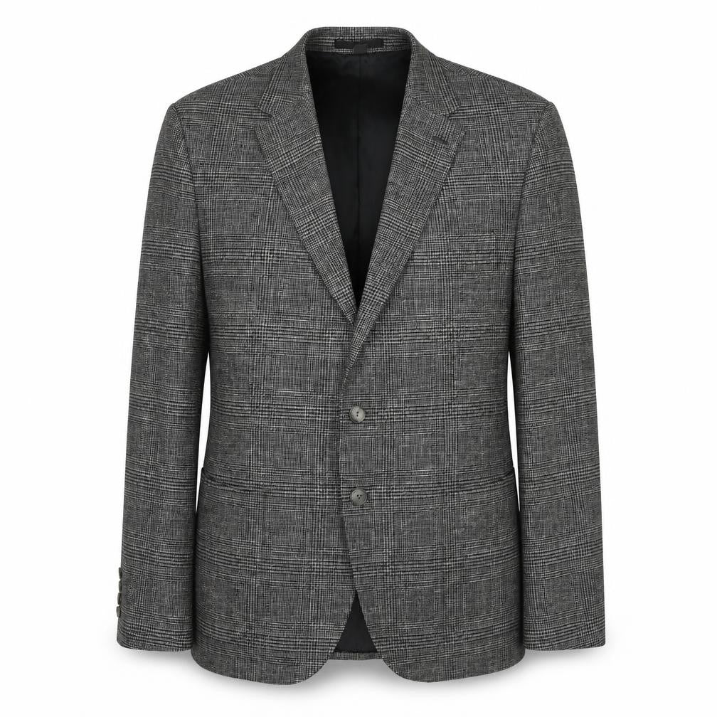 Marks and Spencer Mens Grey Plaid Polyacrylate Fibre Jacket Blazer Size 44 Regular