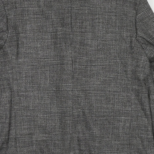 Marks and Spencer Mens Grey Plaid Polyacrylate Fibre Jacket Blazer Size 44 Regular