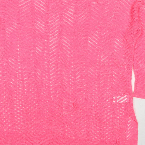 NEXT Womens Pink Round Neck Geometric Cotton Pullover Jumper Size 12
