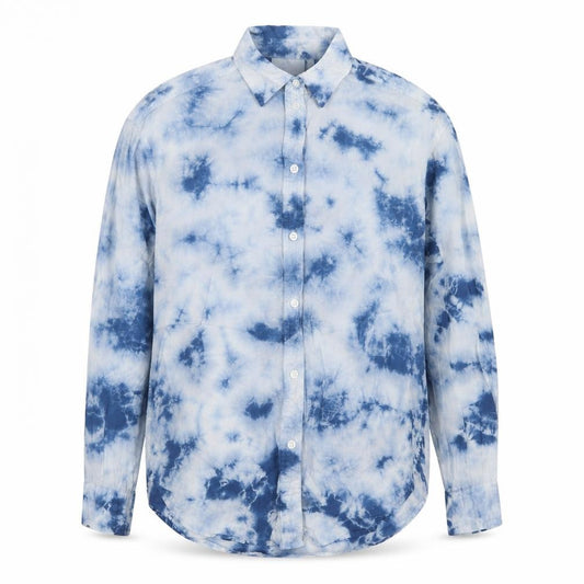 Weekday Mens Blue Geometric Cotton Button-Up Size XS Collared Button - Tie Dye