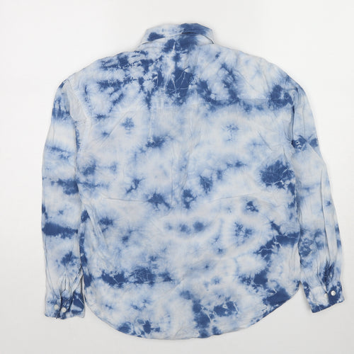 Weekday Mens Blue Geometric Cotton Button-Up Size XS Collared Button - Tie Dye