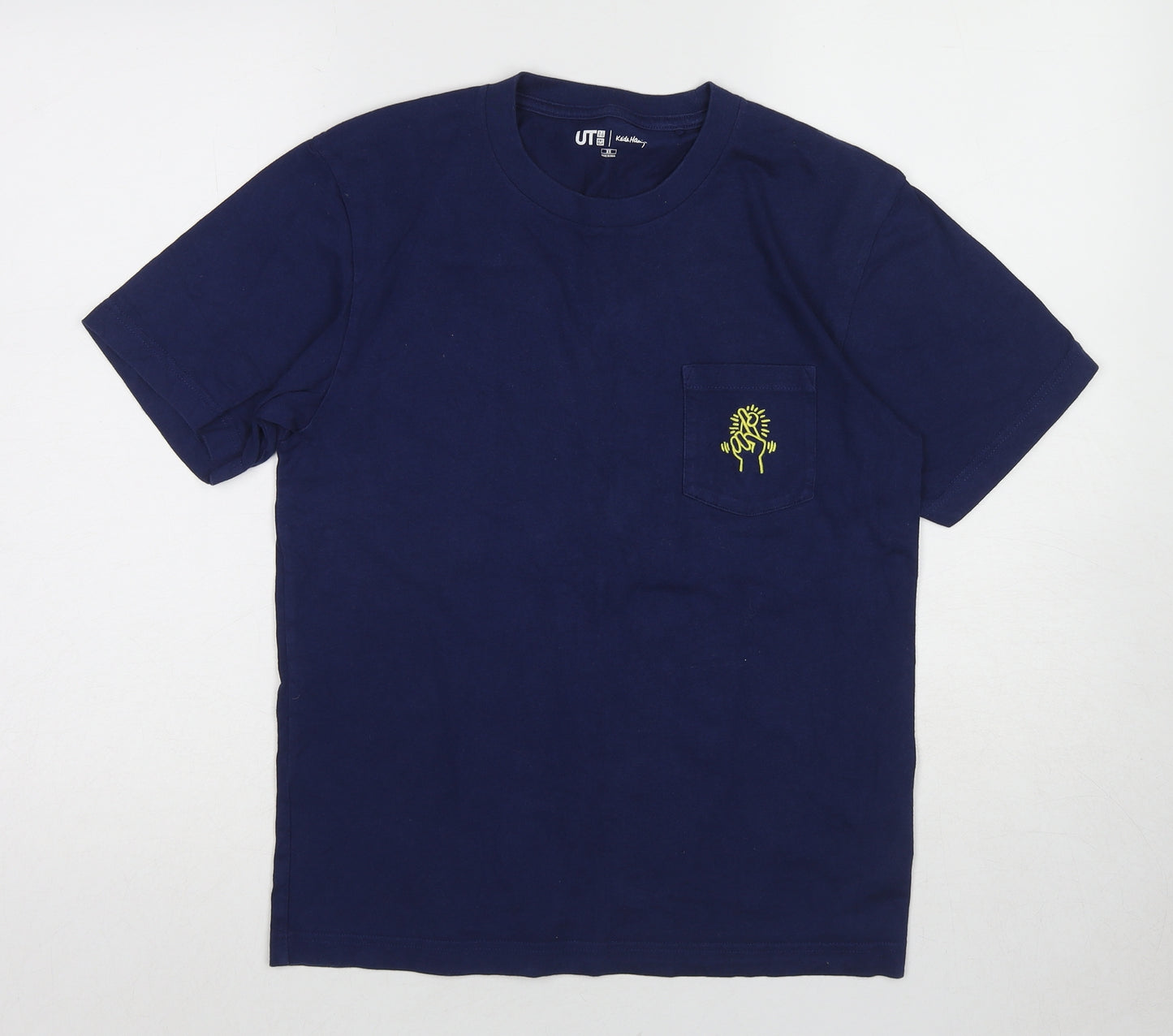 Uniqlo Mens Blue Cotton T-Shirt Size XS Round Neck - Keith Haring