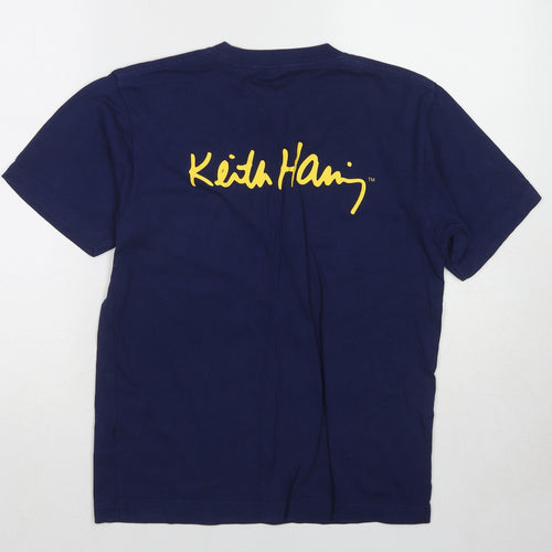 Uniqlo Mens Blue Cotton T-Shirt Size XS Round Neck - Keith Haring