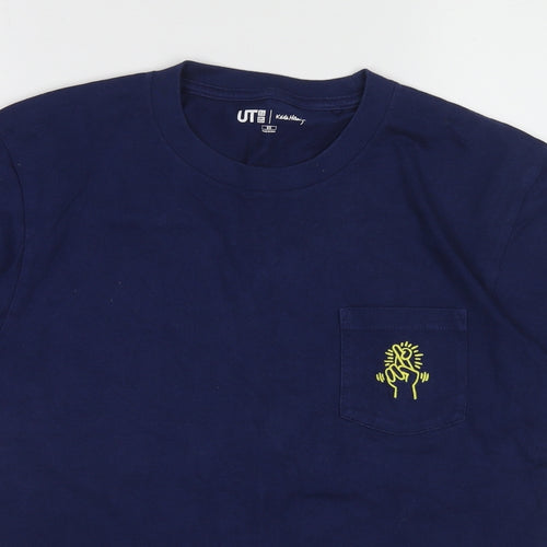 Uniqlo Mens Blue Cotton T-Shirt Size XS Round Neck - Keith Haring