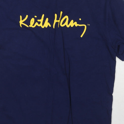 Uniqlo Mens Blue Cotton T-Shirt Size XS Round Neck - Keith Haring