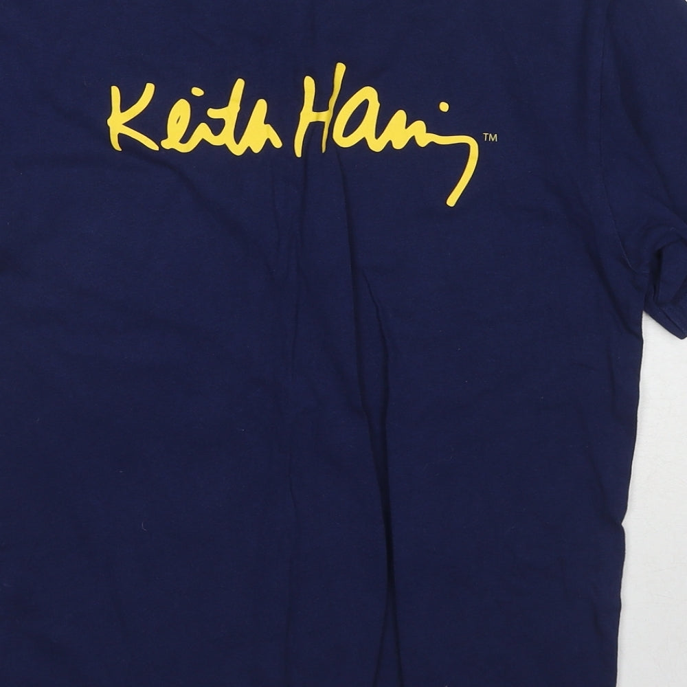 Uniqlo Mens Blue Cotton T-Shirt Size XS Round Neck - Keith Haring
