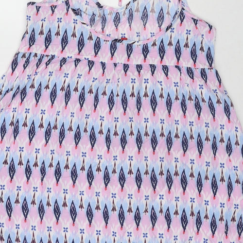 Divided by H&M Womens Multicoloured Geometric Viscose Basic Tank Size 10 Round Neck
