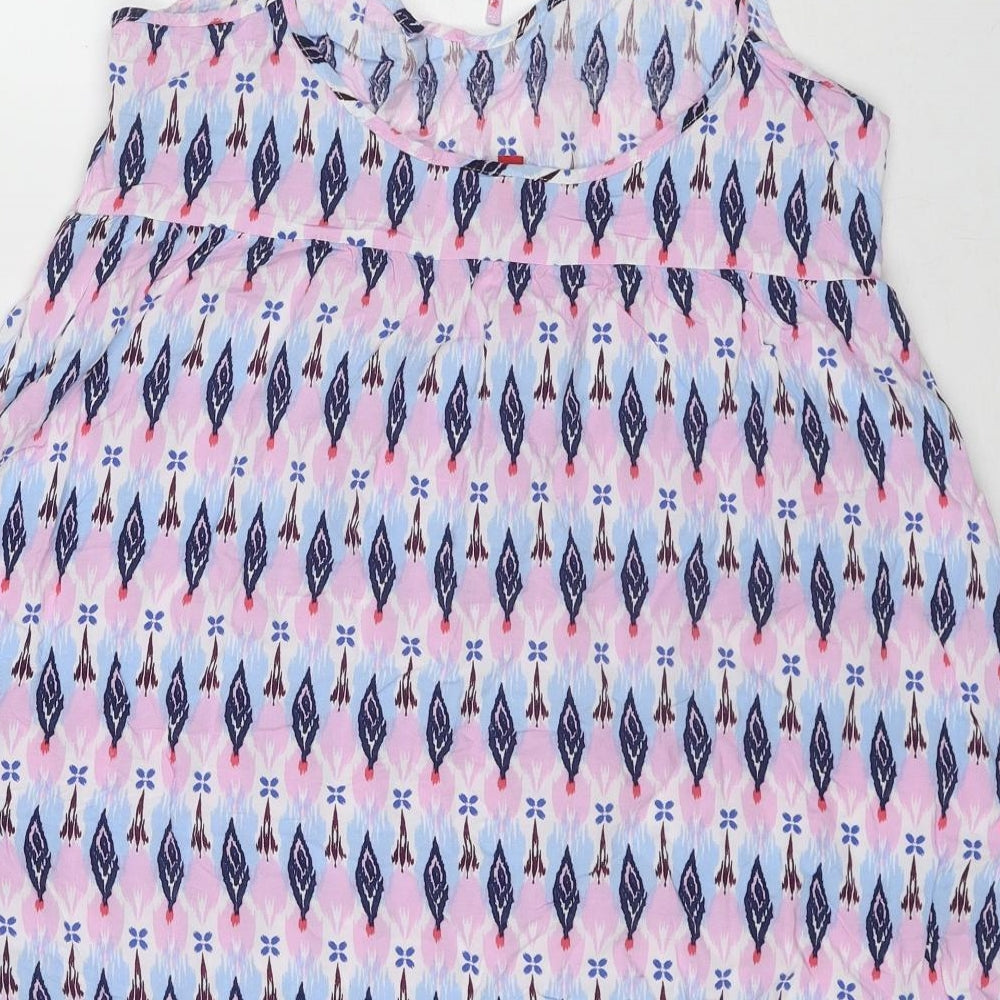 Divided by H&M Womens Multicoloured Geometric Viscose Basic Tank Size 10 Round Neck