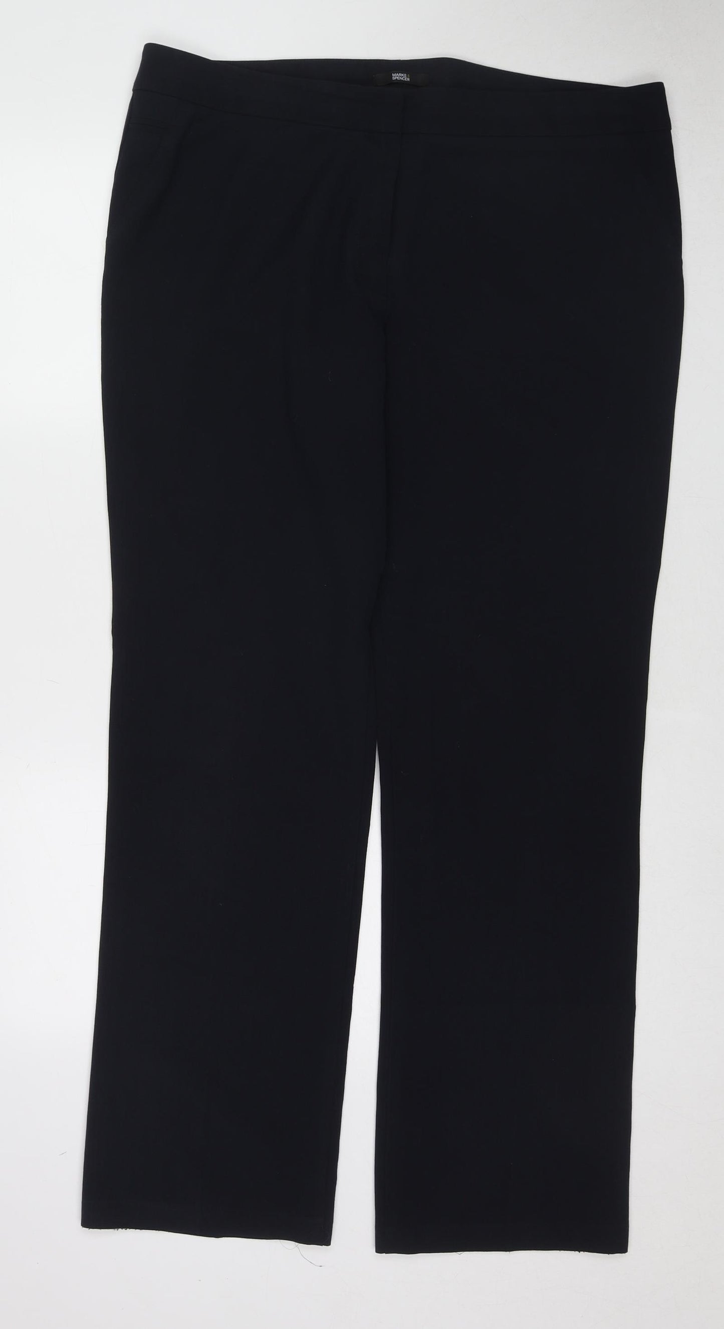 Marks and Spencer Womens Black Polyester Trousers Size 18 L31 in Regular Zip