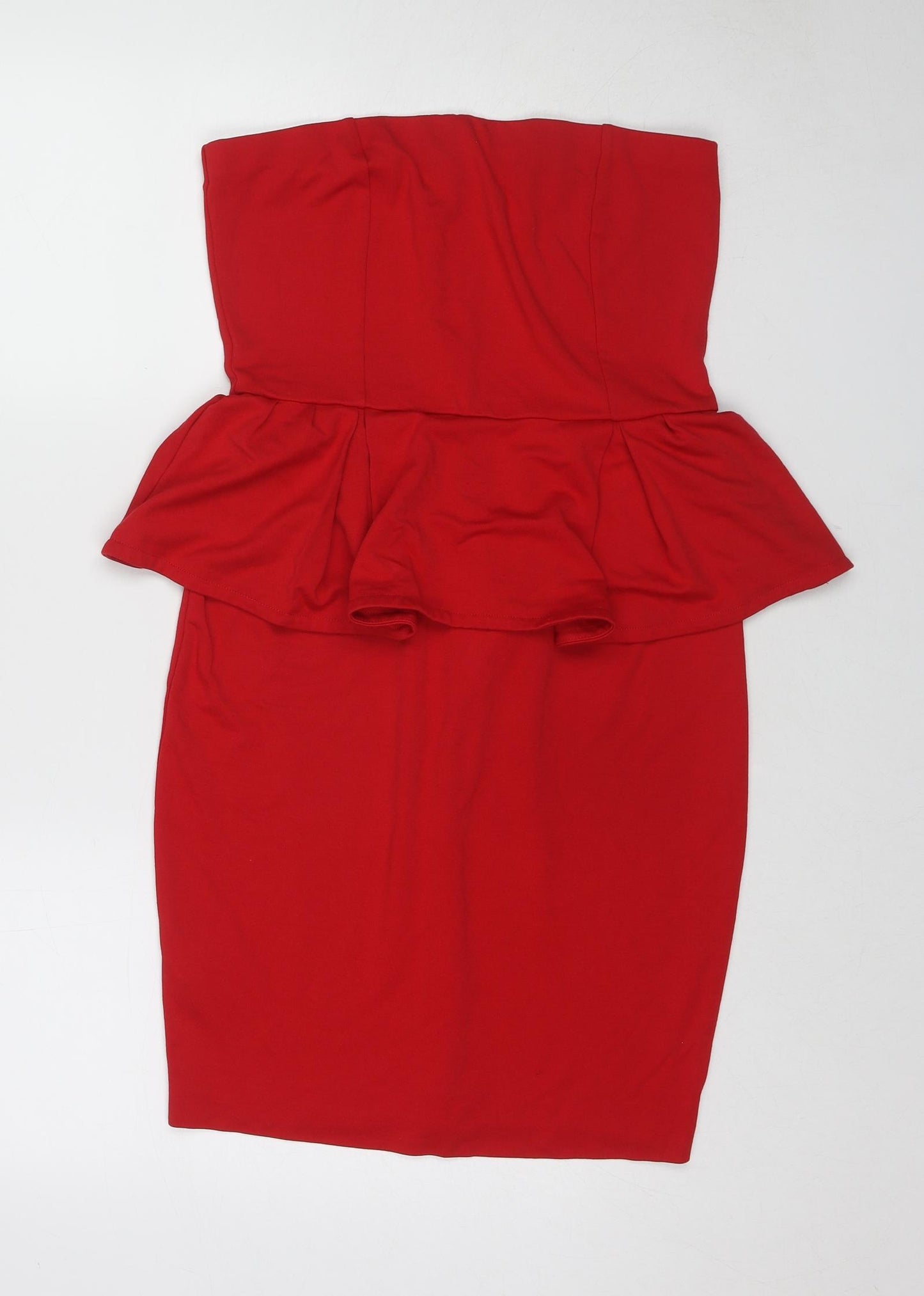 Mango Womens Red Viscose A-Line Size M Off the Shoulder Zip