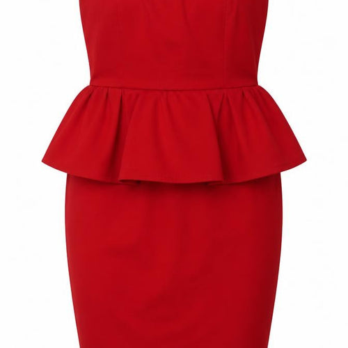 Mango Womens Red Viscose A-Line Size M Off the Shoulder Zip