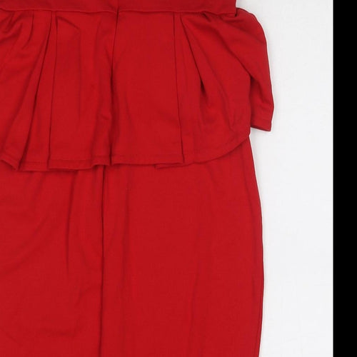 Mango Womens Red Viscose A-Line Size M Off the Shoulder Zip