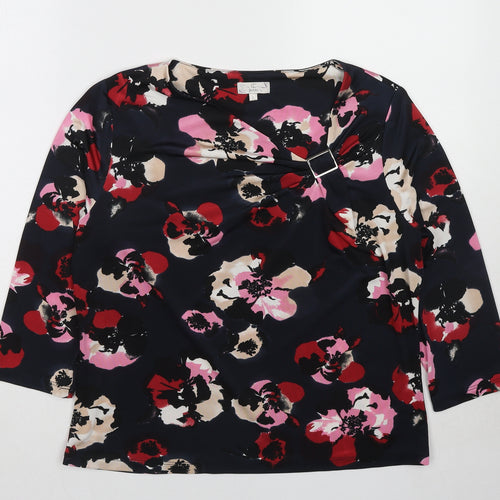 Country Casuals Womens Multicoloured Floral Polyester Basic Blouse Size L Round Neck