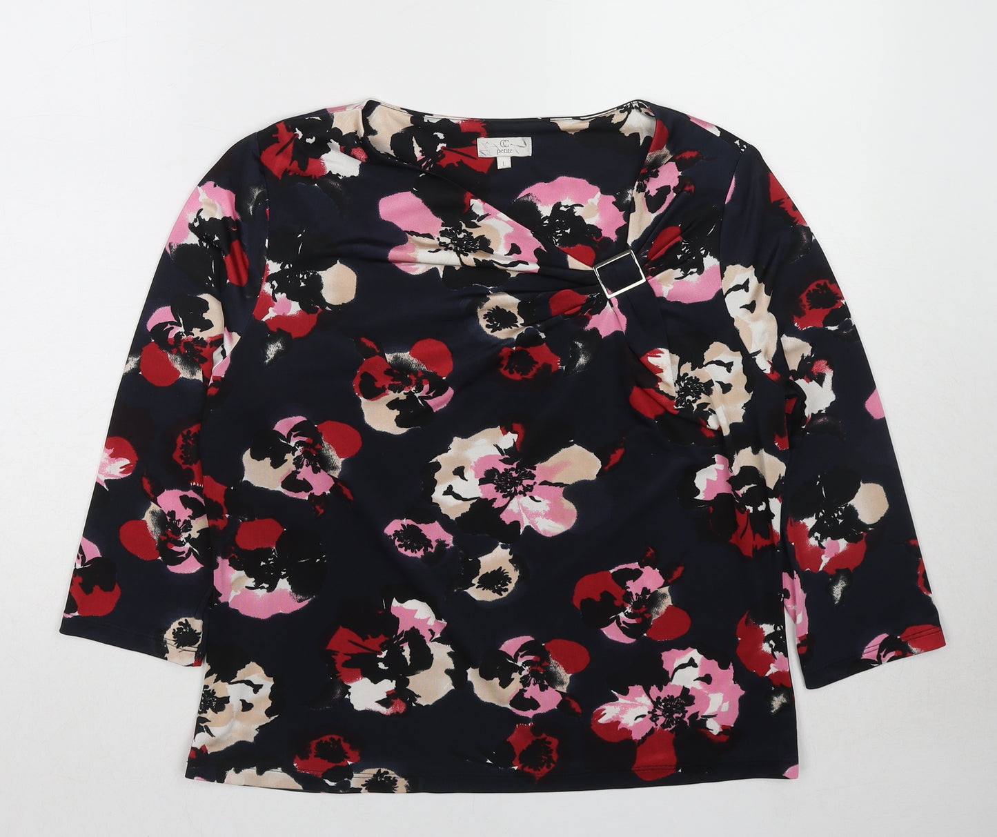 Country Casuals Womens Multicoloured Floral Polyester Basic Blouse Size L Round Neck