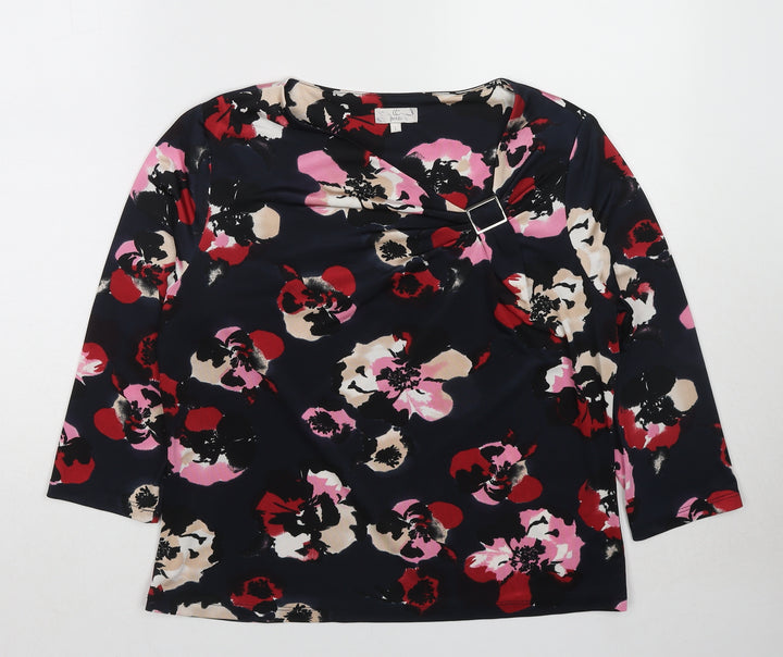 Country Casuals Womens Multicoloured Floral Polyester Basic Blouse Size L Round Neck