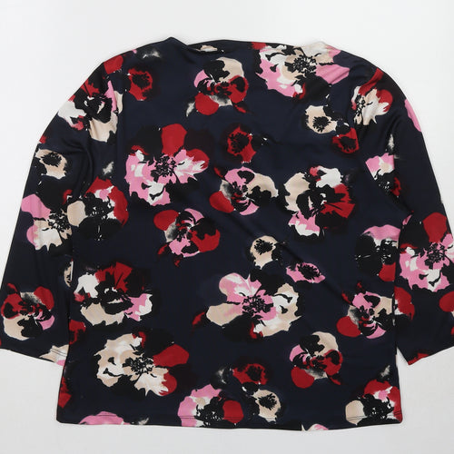 Country Casuals Womens Multicoloured Floral Polyester Basic Blouse Size L Round Neck
