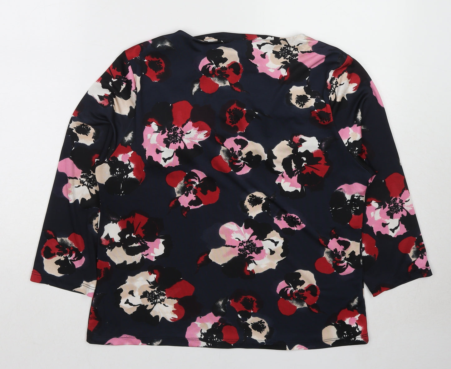 Country Casuals Womens Multicoloured Floral Polyester Basic Blouse Size L Round Neck