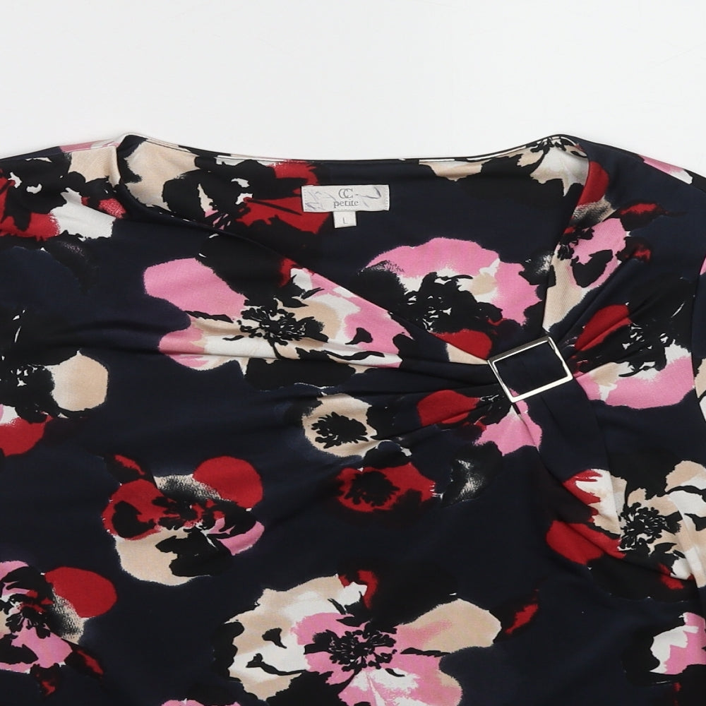 Country Casuals Womens Multicoloured Floral Polyester Basic Blouse Size L Round Neck
