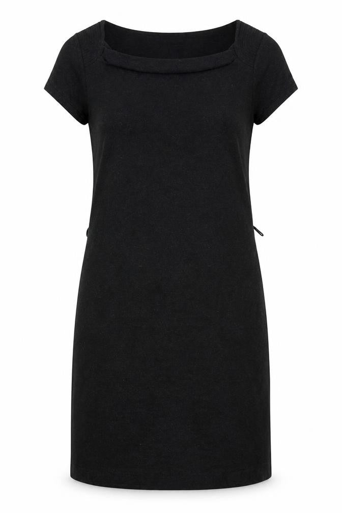 Front view of The White Company women’s grey viscose shift, size M, square neck pullover