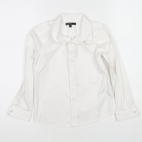 Autograph Boys White Polyester Basic Button-Up Size 6-7 Years Collared Button