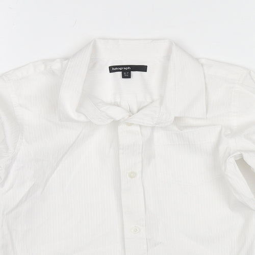Autograph Boys White Polyester Basic Button-Up Size 6-7 Years Collared Button