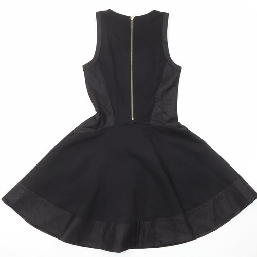 Ted Baker Womens Black Viscose Fit & Flare Size S Round Neck Zip