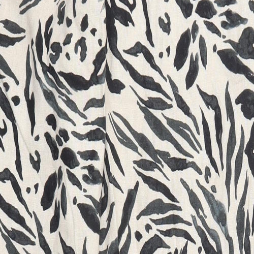 Marks and Spencer Womens Beige Animal Print Cotton Jogger Trousers Size 10 Regular Drawstring