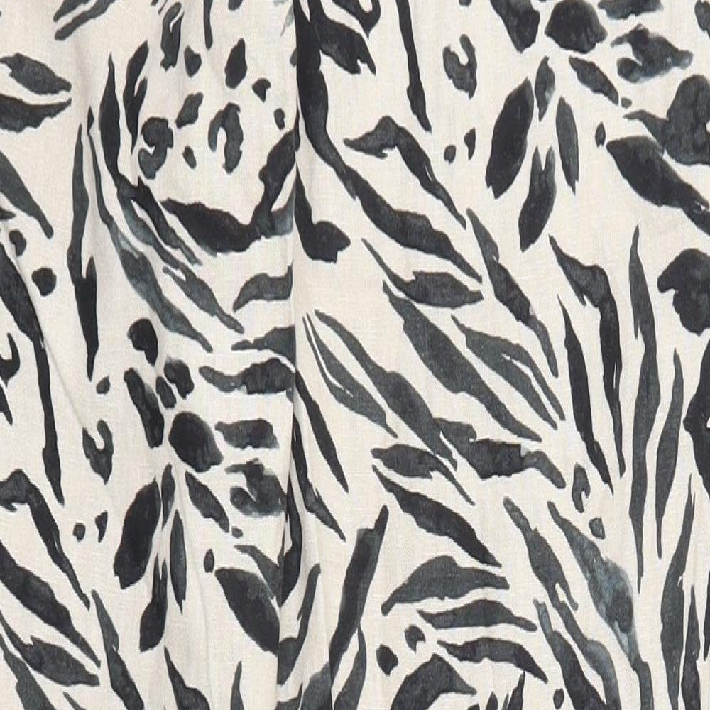 Marks and Spencer Womens Beige Animal Print Cotton Jogger Trousers Size 10 Regular Drawstring