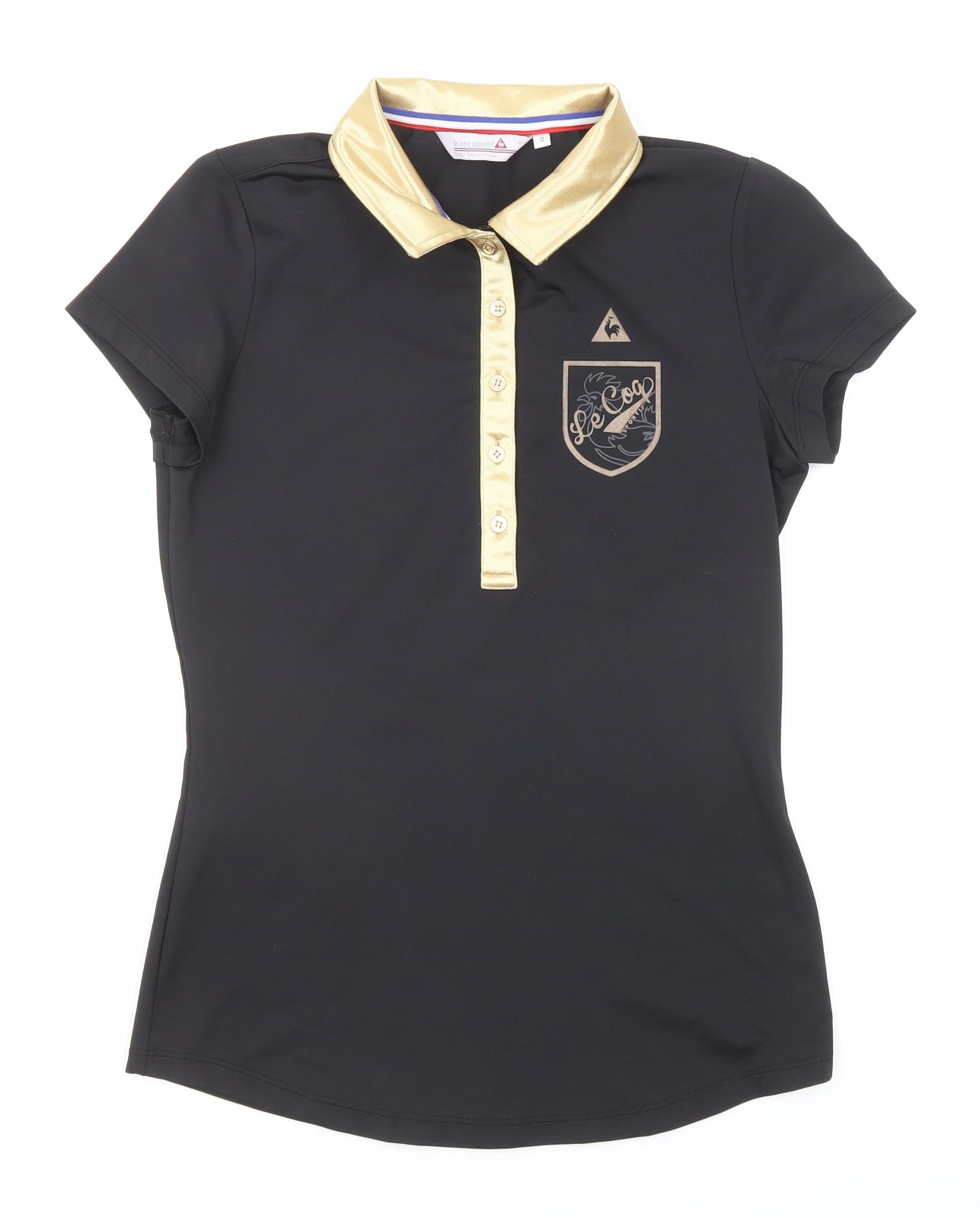 le coq sportif Womens Black Polyester Basic Polo Size S Collared - Golf