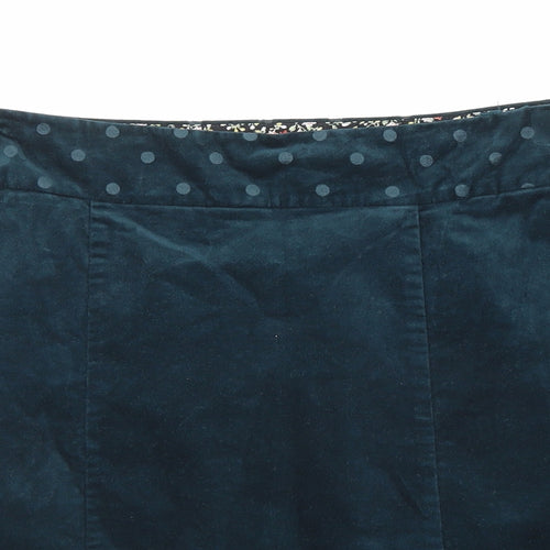 White Stuff Womens Green Polka Dot Cotton A-Line Skirt Size 16 Zip