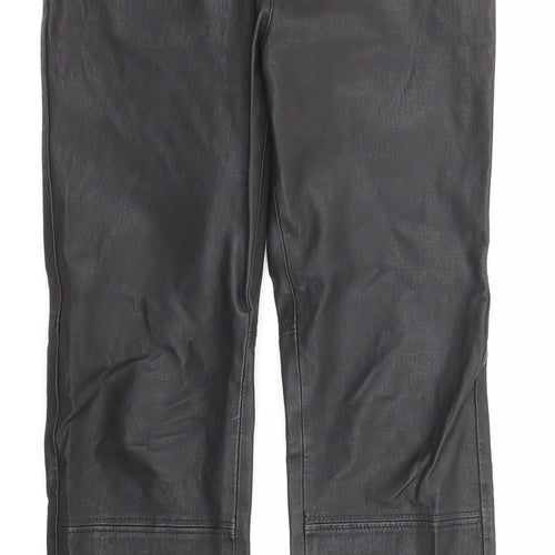 Stockholm Atelier Womens Black Cotton Trousers Size 8 Regular Zip - Coated