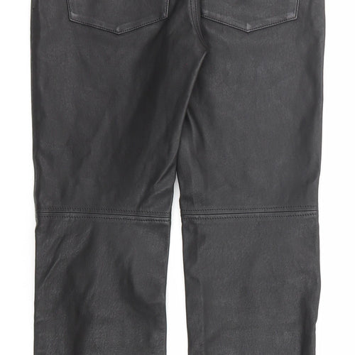 Stockholm Atelier Womens Black Cotton Trousers Size 8 Regular Zip - Coated
