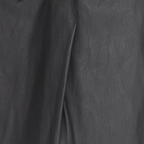 Stockholm Atelier Womens Black Cotton Trousers Size 8 Regular Zip - Coated