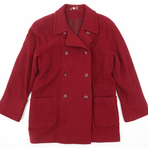 Premiere Collection Womens Red Pea Coat Coat Size 12 Button