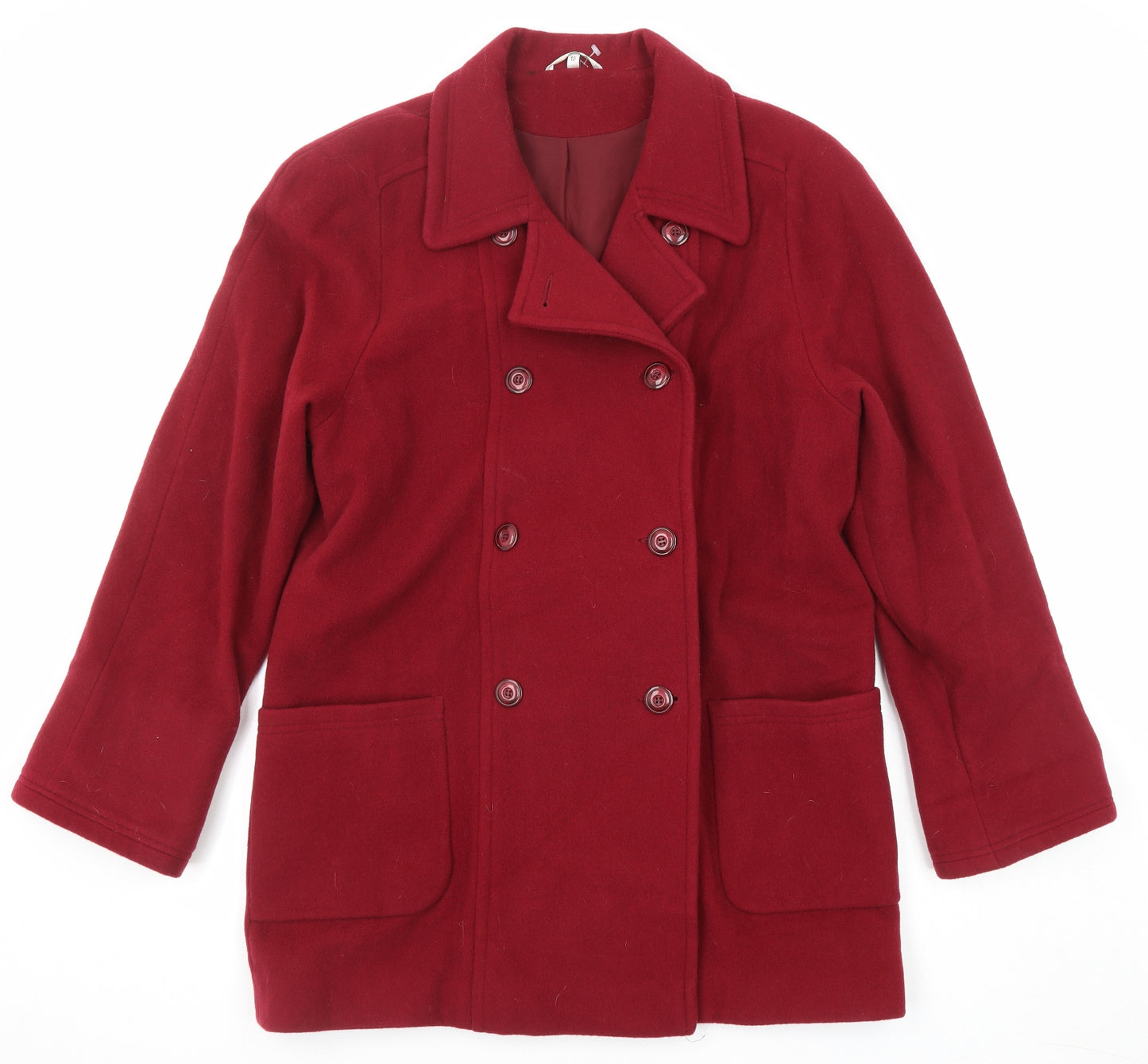 Premiere Collection Womens Red Pea Coat Coat Size 12 Button