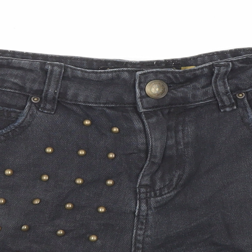 New Look Womens Black Cotton Boyfriend Shorts Size 8 L20 in Regular Zip - Studded