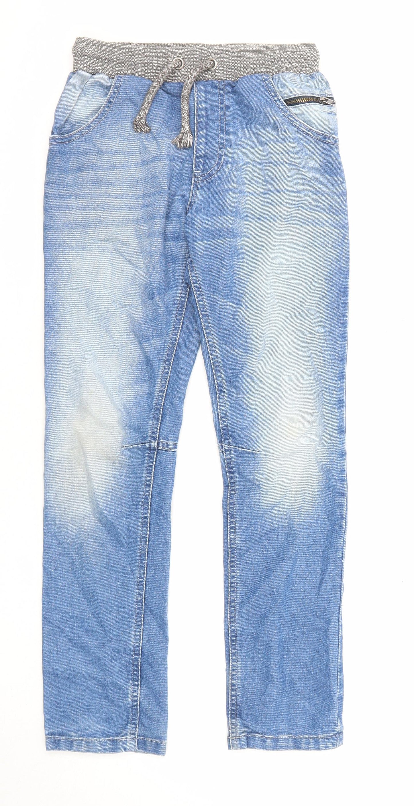 George Boys Blue Cotton Straight Jeans Size 8-9 Years L25 in Regular Drawstring
