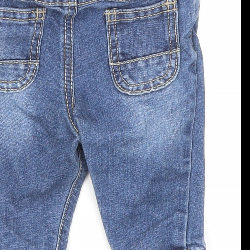 F&F Boys Blue Cotton Jogger Jeans Size 3-6 Months Drawstring