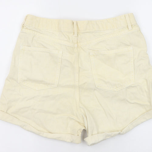 Miss Selfridge Womens Yellow Cotton Boyfriend Shorts Size 16 L4 in Regular Zip