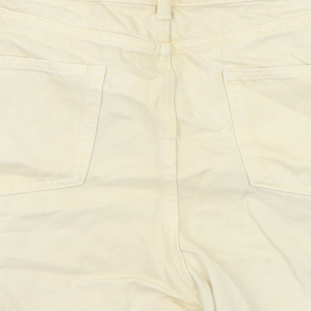 Miss Selfridge Womens Yellow Cotton Boyfriend Shorts Size 16 L4 in Regular Zip