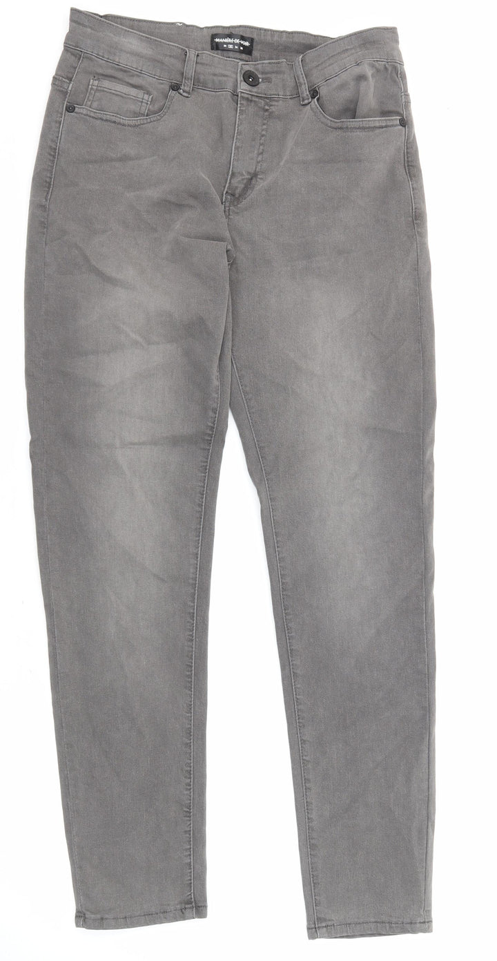 Maniere De Voir Womens Grey Cotton Skinny Jeans Size 10 L30 in Regular Zip