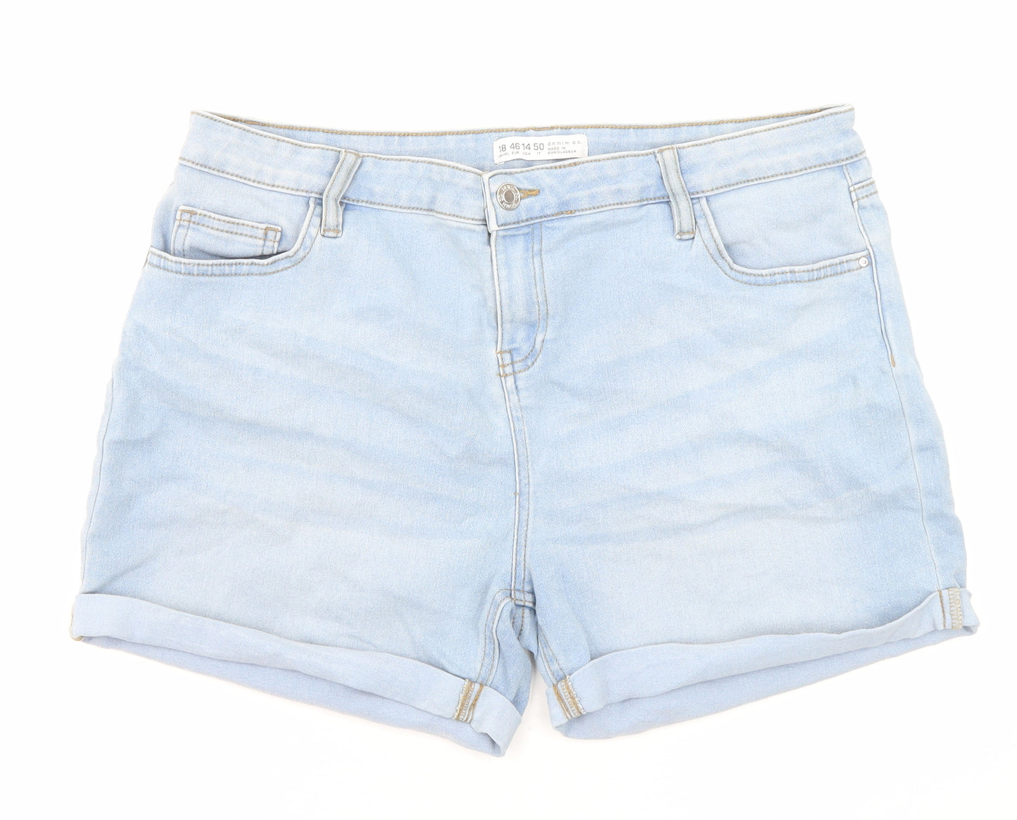Denim & Co. Womens Blue Cotton Boyfriend Shorts Size 18 L4 in Regular Zip