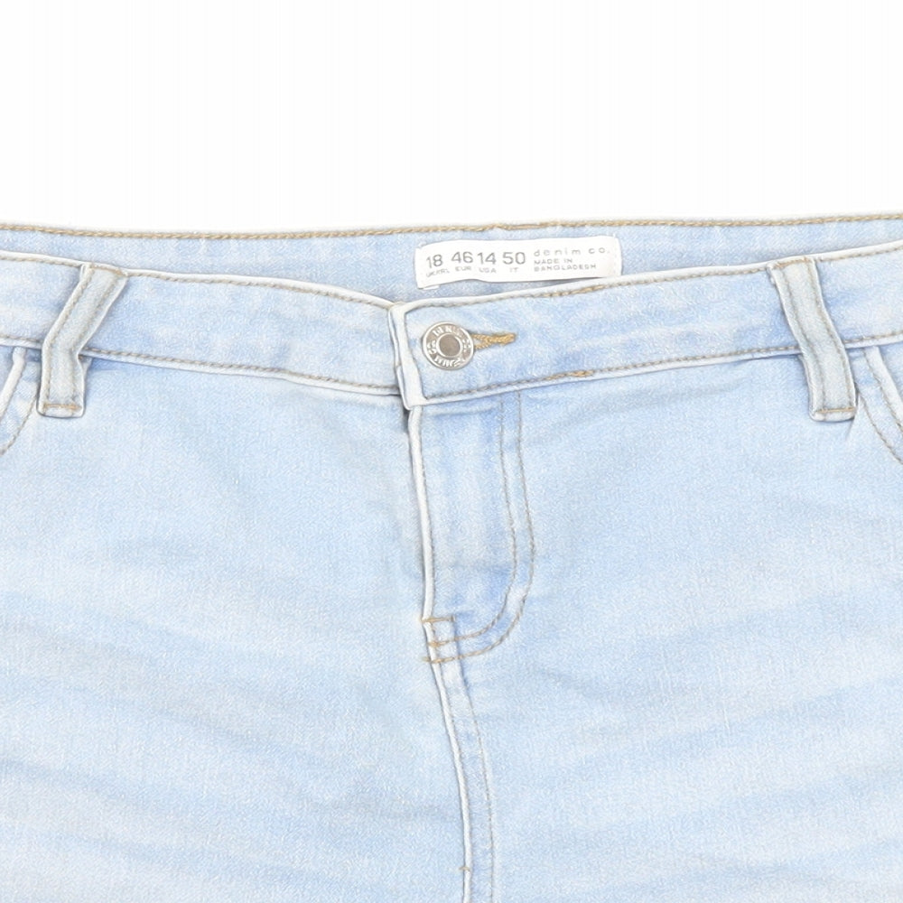 Denim & Co. Womens Blue Cotton Boyfriend Shorts Size 18 L4 in Regular Zip