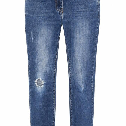 NEXT Womens Blue Cotton Skinny Jeans Size 10 L27 in Regular Zip